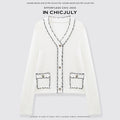 chicjuly Starry Floral Boucle Knit Women's Wool Short Button Cardigans 968311003552