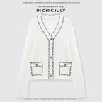 chicjuly Starry Floral Boucle Knit Women's Wool Short Button Cardigans 968311003552