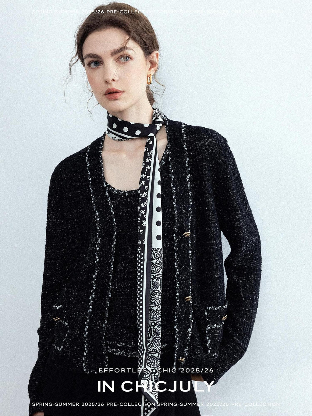chicjuly Starry Floral Boucle Knit Women's Wool Short Button Cardigans