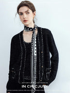 chicjuly Starry Floral Boucle Knit Women's Wool Short Button Cardigans
