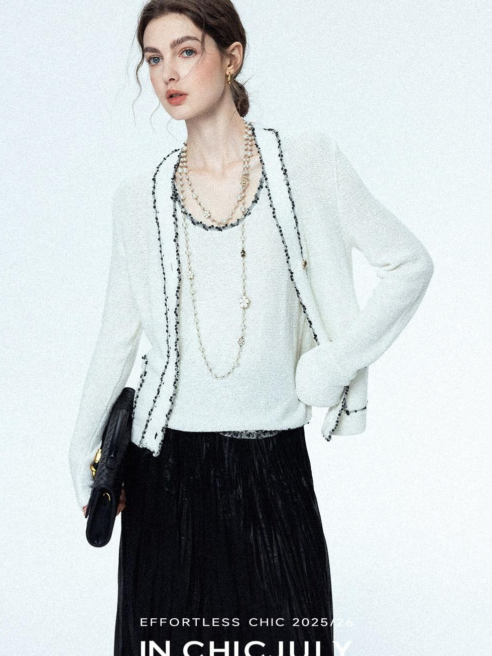 chicjuly Starry Floral Boucle Knit Women's Wool Short Button Cardigans