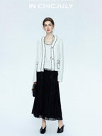 chicjuly Starry Floral Boucle Knit Women's Wool Short Button Cardigans