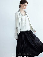 chicjuly Starry Floral Boucle Knit Women's Wool Short Button Cardigans