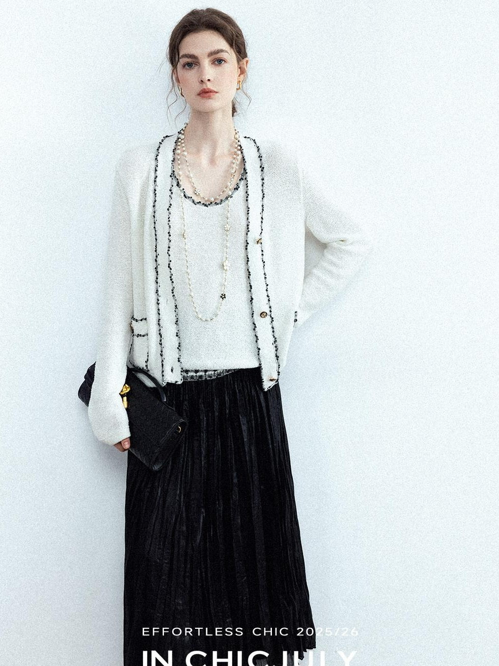 chicjuly Starry Floral Boucle Knit Women's Wool Short Button Cardigans