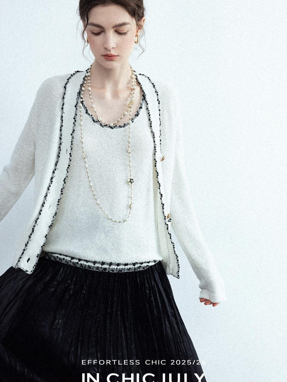 chicjuly Starry Floral Boucle Knit Women's Wool Short Button Cardigans