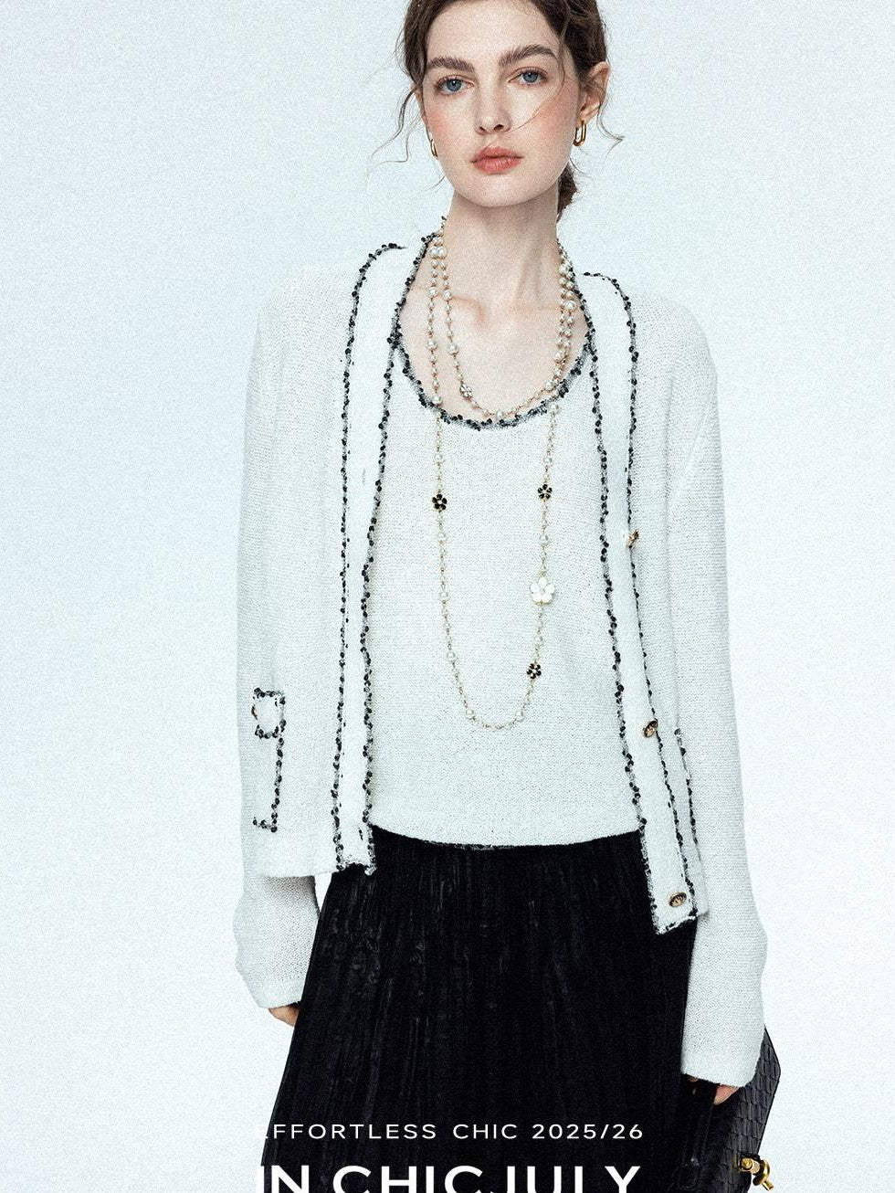 chicjuly Starry Floral Boucle Knit Women's Wool Short Button Cardigans