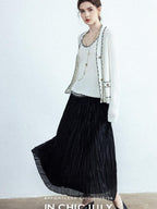 chicjuly Starry Floral Boucle Knit Women's Wool Short Button Cardigans