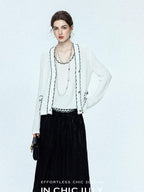 chicjuly Starry Floral Boucle Knit Women's Wool Short Button Cardigans