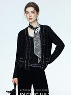 chicjuly Starry Floral Boucle Knit Women's Wool Short Button Cardigans