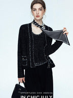 chicjuly Starry Floral Boucle Knit Women's Wool Short Button Cardigans