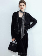 chicjuly Starry Floral Boucle Knit Women's Wool Short Button Cardigans