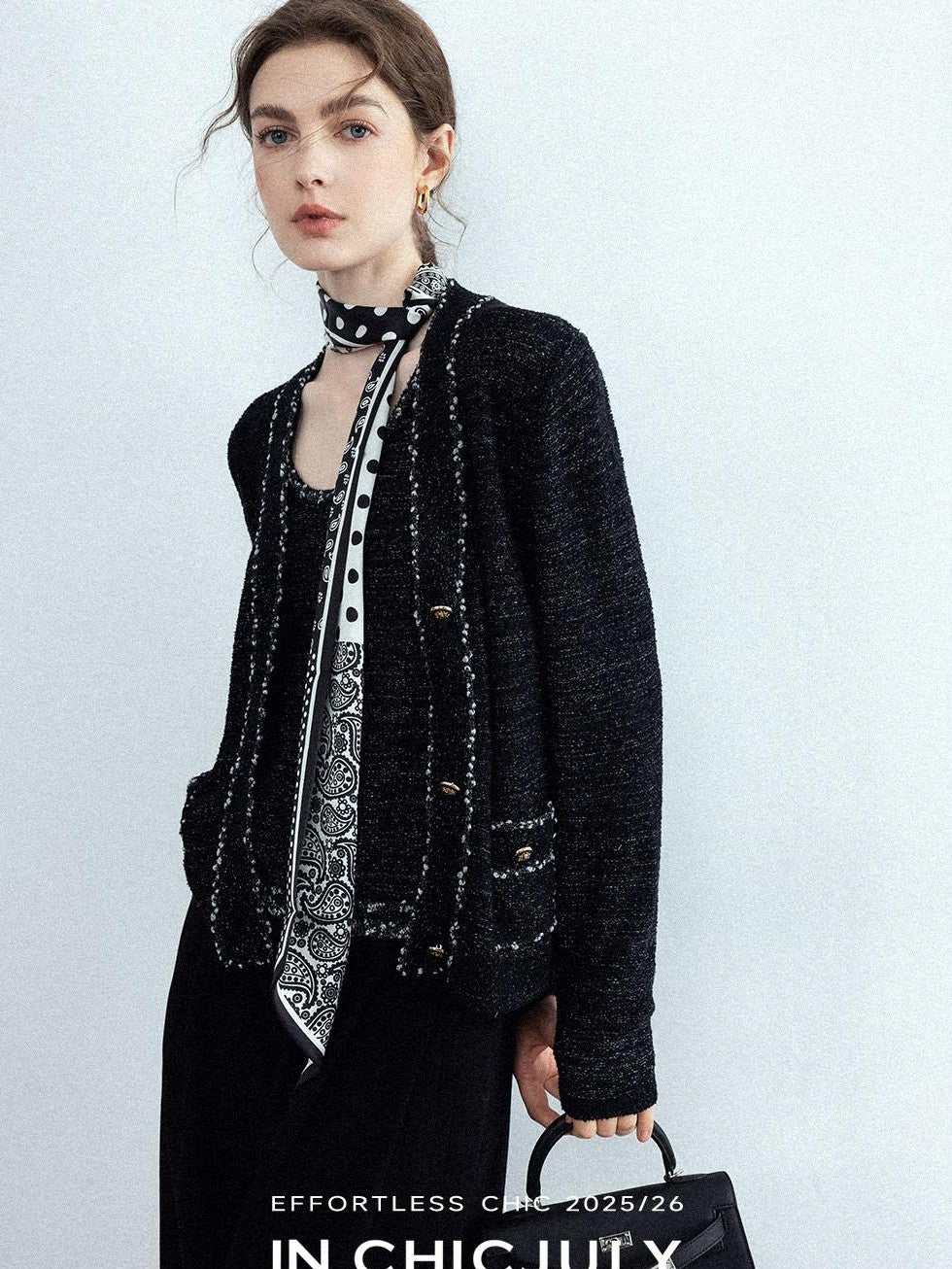 chicjuly Starry Floral Boucle Knit Women's Wool Short Button Cardigans