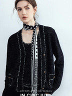 chicjuly Starry Floral Boucle Knit Women's Wool Short Button Cardigans