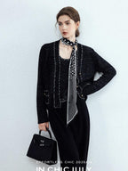 chicjuly Starry Floral Boucle Knit Women's Wool Short Button Cardigans
