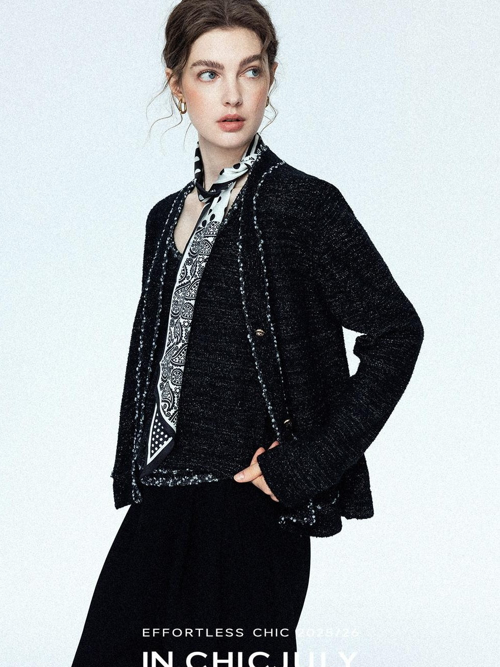 chicjuly Starry Floral Boucle Knit Women's Wool Short Button Cardigans