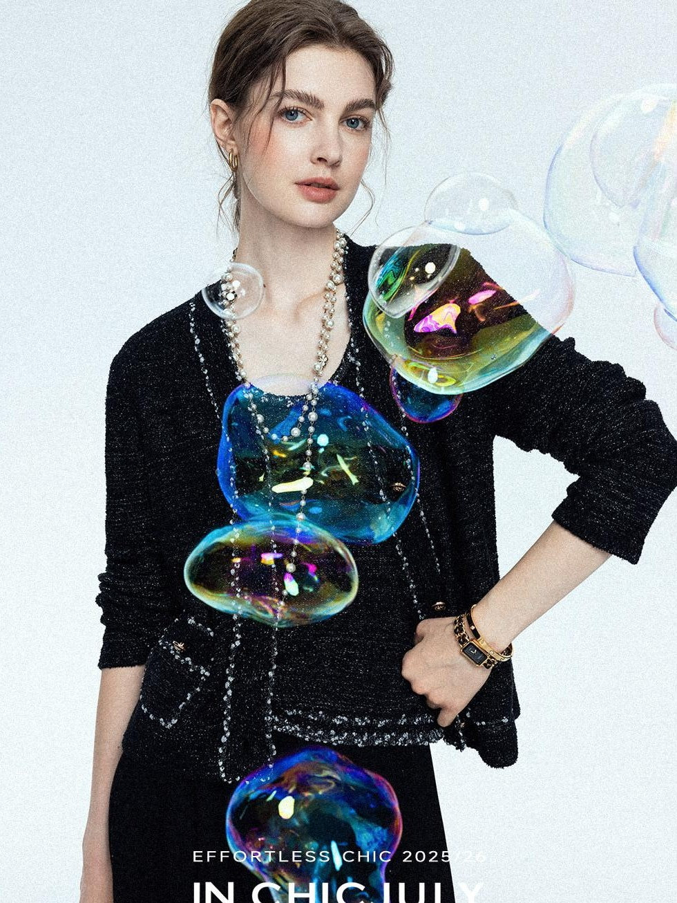 chicjuly Starry Floral Boucle Knit Women's Wool Short Button Cardigans