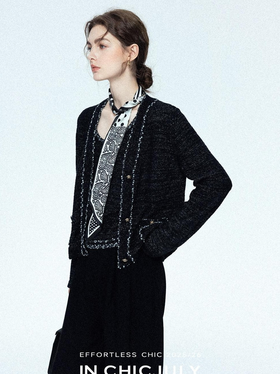 chicjuly Starry Floral Boucle Knit Women's Wool Short Button Cardigans