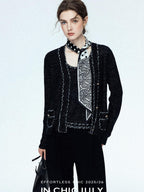 chicjuly Starry Floral Boucle Knit Women's Wool Short Button Cardigans