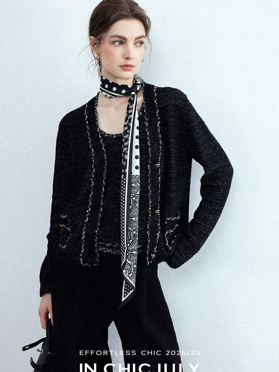 chicjuly Starry Floral Boucle Knit Women's Wool Short Button Cardigans