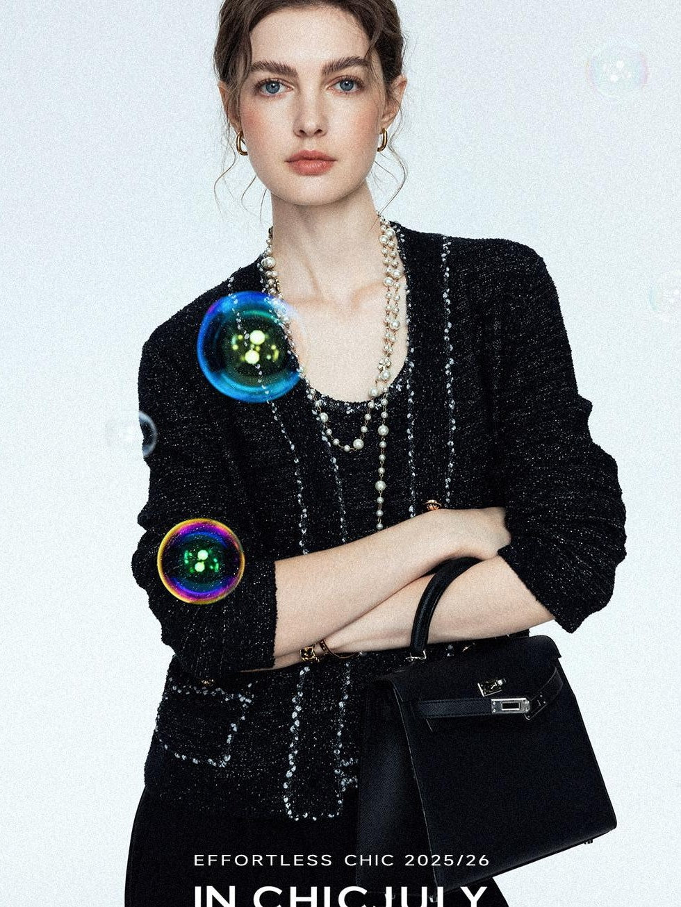 chicjuly Starry Floral Boucle Knit Women's Wool Short Button Cardigans