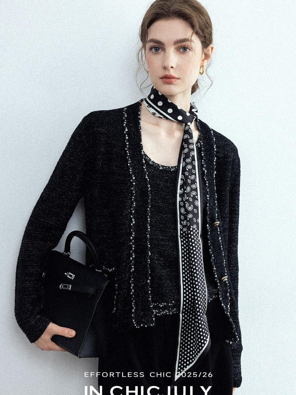 chicjuly Starry Floral Boucle Knit Women's Wool Short Button Cardigans