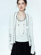 chicjuly Starry Floral Boucle Knit Women's Wool Short Button Cardigans