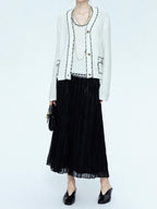 chicjuly Starry Floral Boucle Knit Women's Wool Short Button Cardigans