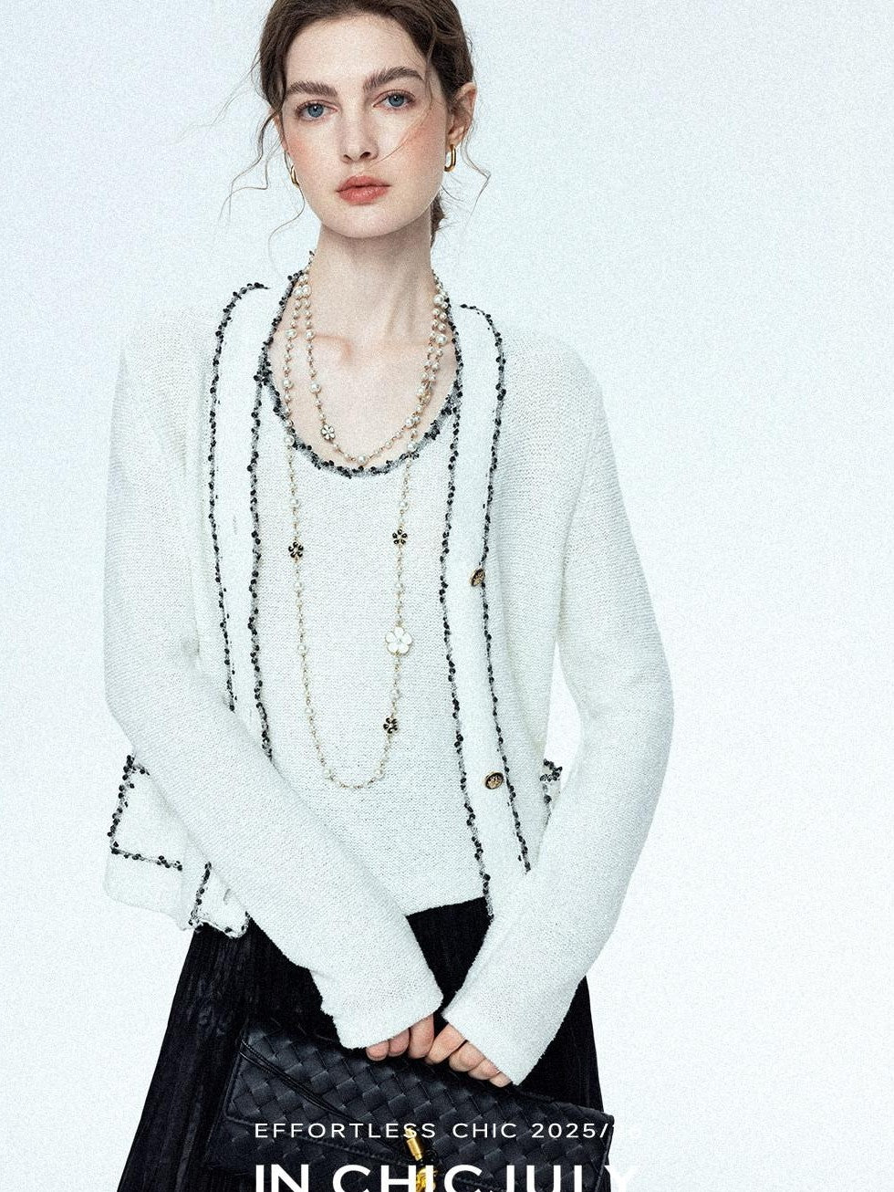 chicjuly Starry Floral Boucle Knit Women's Wool Short Button Cardigans