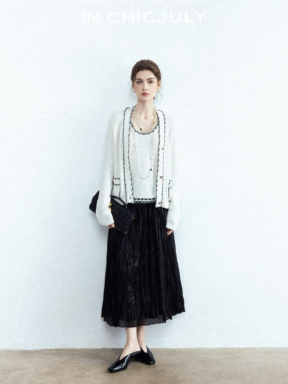 chicjuly Starry Floral Boucle Knit Women's Wool Short Button Cardigans