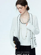 chicjuly Starry Floral Boucle Knit Women's Wool Short Button Cardigans
