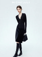 chicjuly Starry Lurex Beaded V-neck Exposed Collarbone Short Slim Women's Wool Cardigans