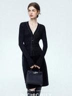 chicjuly Starry Lurex Beaded V-neck Exposed Collarbone Short Slim Women's Wool Cardigans