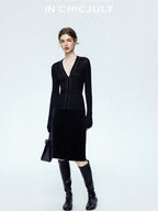 chicjuly Starry Lurex Beaded V-neck Exposed Collarbone Short Slim Women's Wool Cardigans