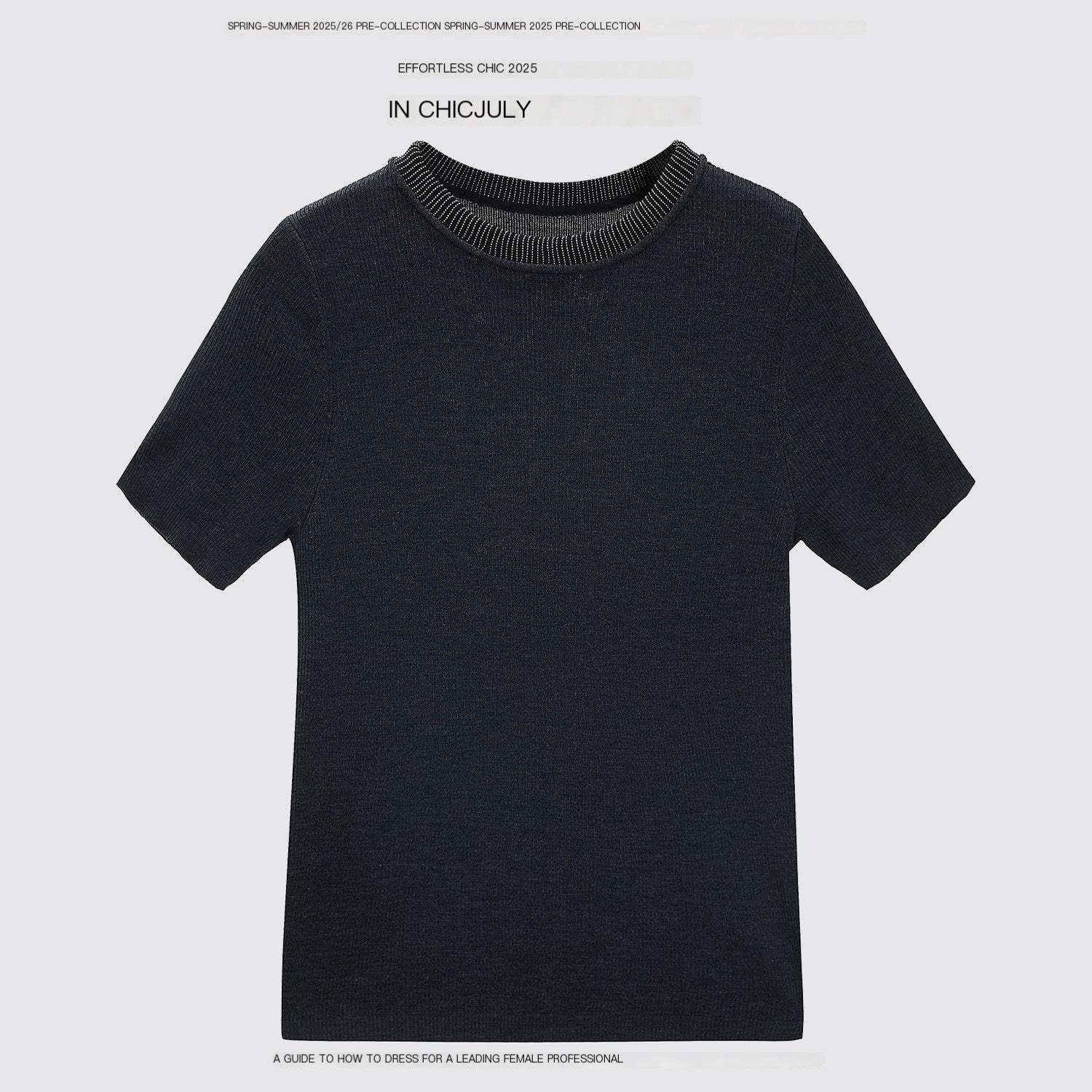 chicjuly Starry Rhinestone Neck Knit Women's Silk Wool Short Sleeve T-shirts 936085674877