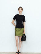 chicjuly Starry Rhinestone Neck Knit Women's Silk Wool Short Sleeve T-shirts