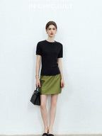 chicjuly Starry Rhinestone Neck Knit Women's Silk Wool Short Sleeve T-shirts