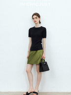 chicjuly Starry Rhinestone Neck Knit Women's Silk Wool Short Sleeve T-shirts