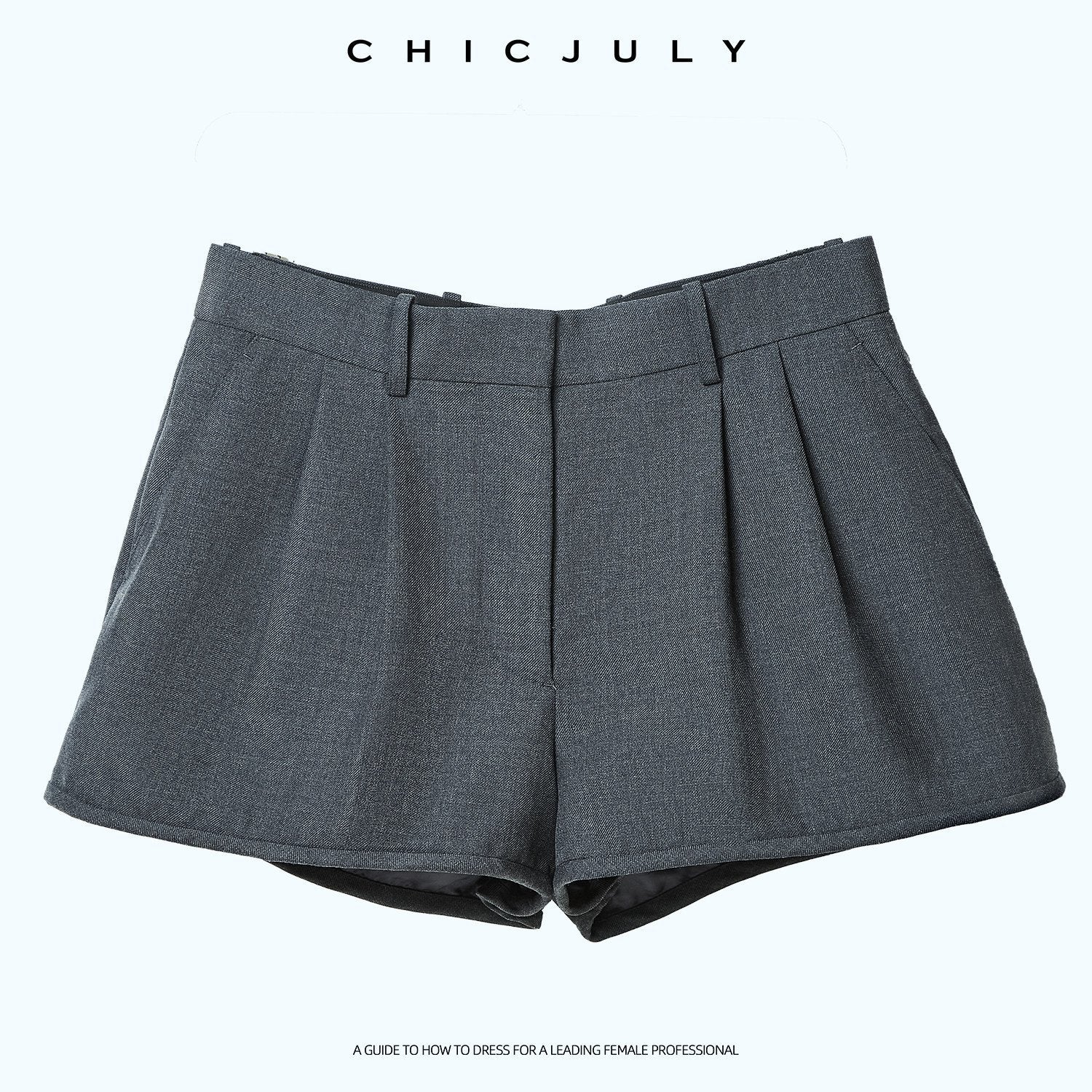 chicjuly Striped Herringbone Edge Tulip Hem High Waist Women's Fine Wool Short Trousers 1036762239176
