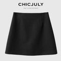 chicjuly Subtle Striped Textured High Waist A Line Women's Wool Acetate Mini Skirts 825634659698