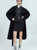 chicjuly Subtle Striped Textured High Waist A Line Women's Wool Acetate Mini Skirts