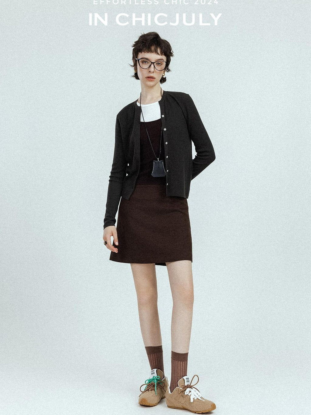 chicjuly Subtle Striped Textured High Waist A Line Women's Wool Acetate Mini Skirts
