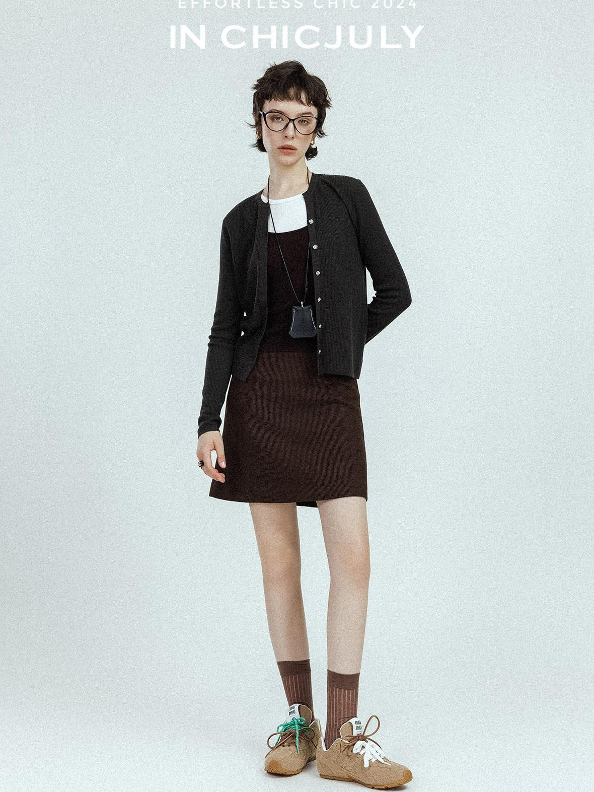 chicjuly Subtle Striped Textured High Waist A Line Women's Wool Acetate Mini Skirts
