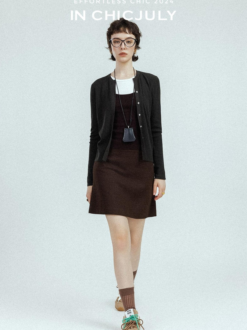chicjuly Subtle Striped Textured High Waist A Line Women's Wool Acetate Mini Skirts