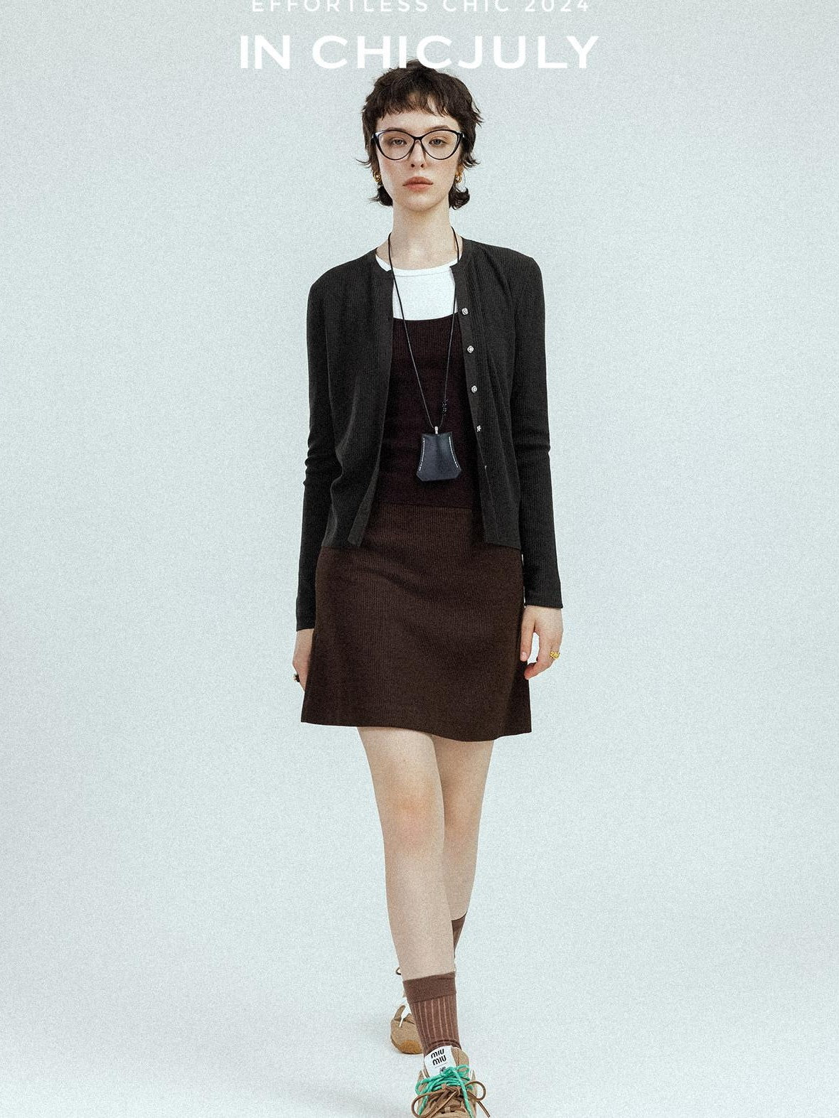 chicjuly Subtle Striped Textured High Waist A Line Women's Wool Acetate Mini Skirts