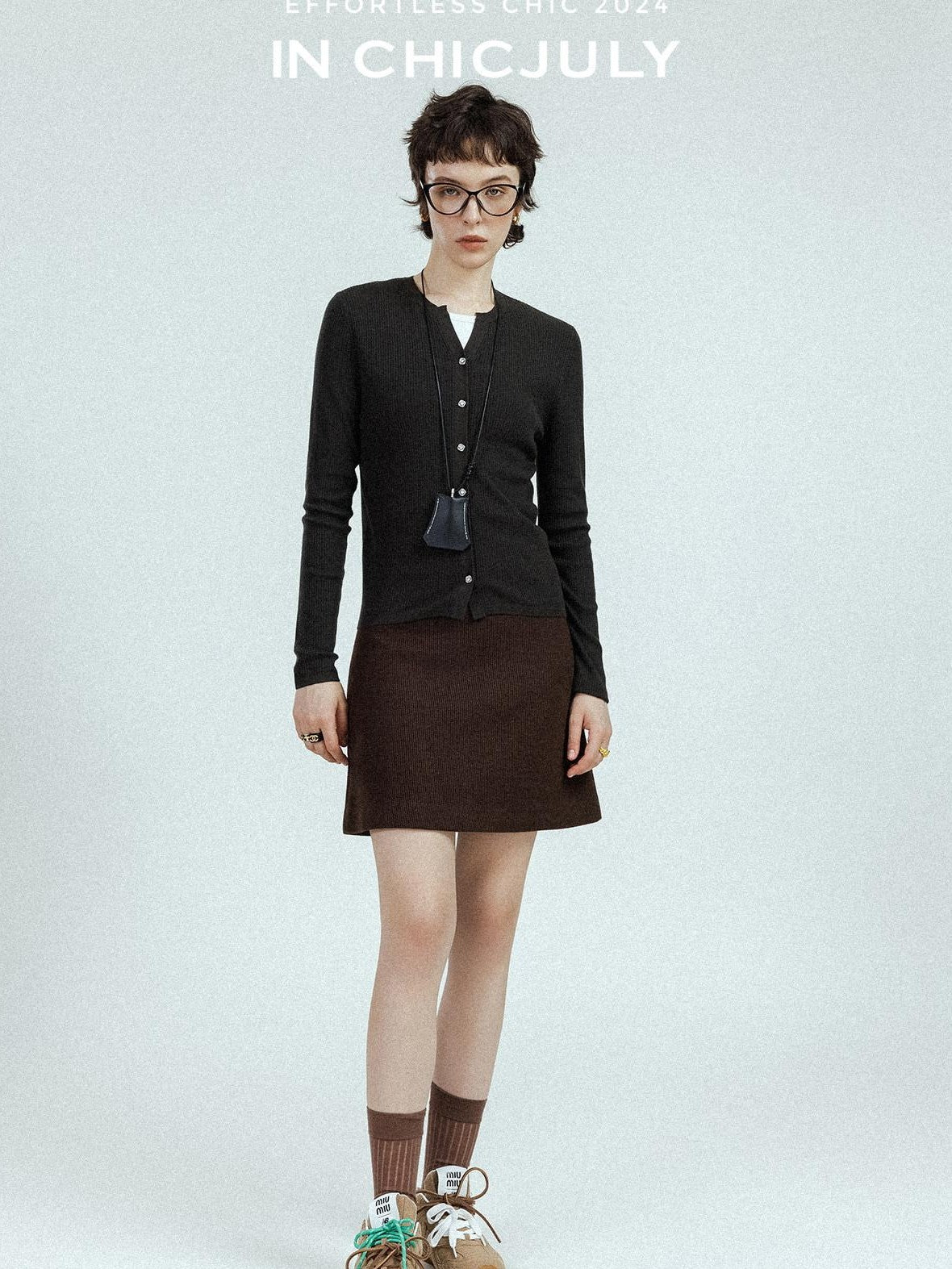 chicjuly Subtle Striped Textured High Waist A Line Women's Wool Acetate Mini Skirts
