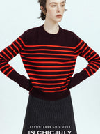 chicjuly Subtle Striped Textured High Waist A Line Women's Wool Acetate Mini Skirts