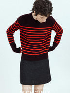 chicjuly Subtle Striped Textured High Waist A Line Women's Wool Acetate Mini Skirts