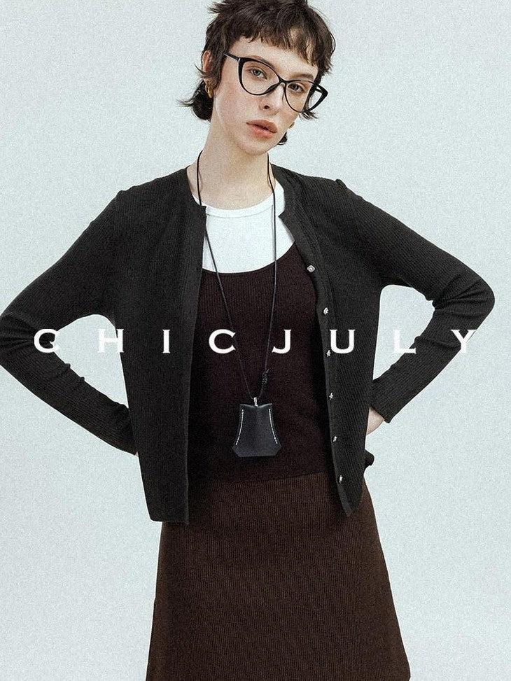 chicjuly Subtle Striped Textured High Waist A Line Women's Wool Acetate Mini Skirts