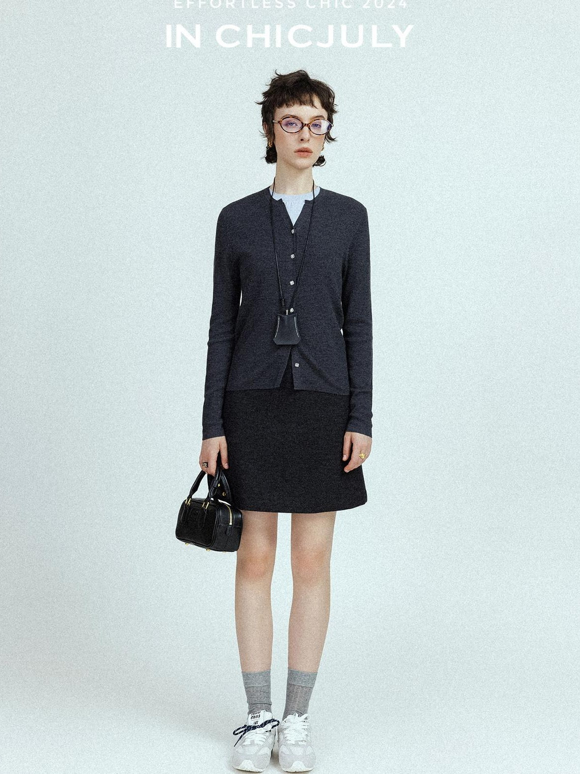 chicjuly Subtle Striped Textured High Waist A Line Women's Wool Acetate Mini Skirts