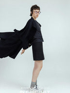chicjuly Subtle Striped Textured High Waist A Line Women's Wool Acetate Mini Skirts